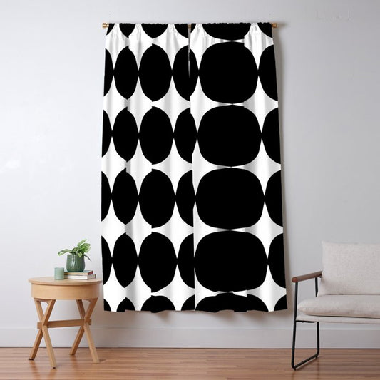 Retro '50s Shapes in Black and White Window Curtain Gallery Image 1