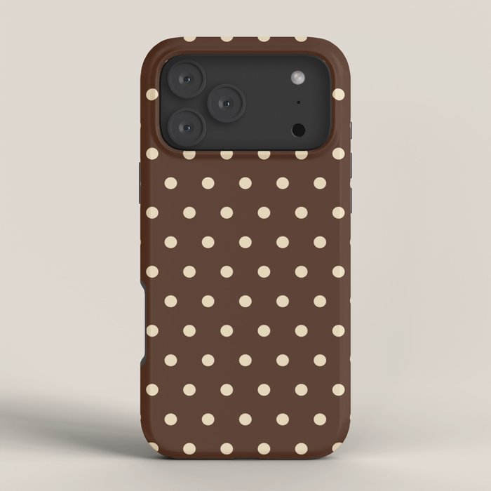 Vintage polka dots baroque brown & cream iPhone Case Gallery Image 4