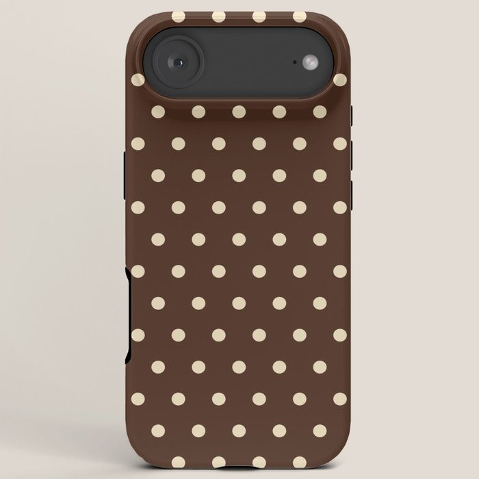Vintage polka dots baroque brown & cream iPhone Case Gallery Image 6