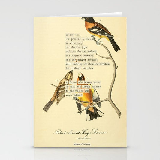 Bird Divinations: Black-headed Song-grosbeak (about: almanacofbirds.org) Stationery Card Gallery Image 2