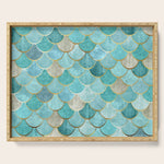Moroccan Mermaid Fish Scale Pattern, Aqua,Teal Serving Tray Gallery Image 1