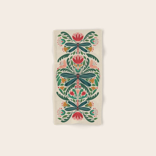 Dragonfly Folk Design Bath Towel Gallery Image 1