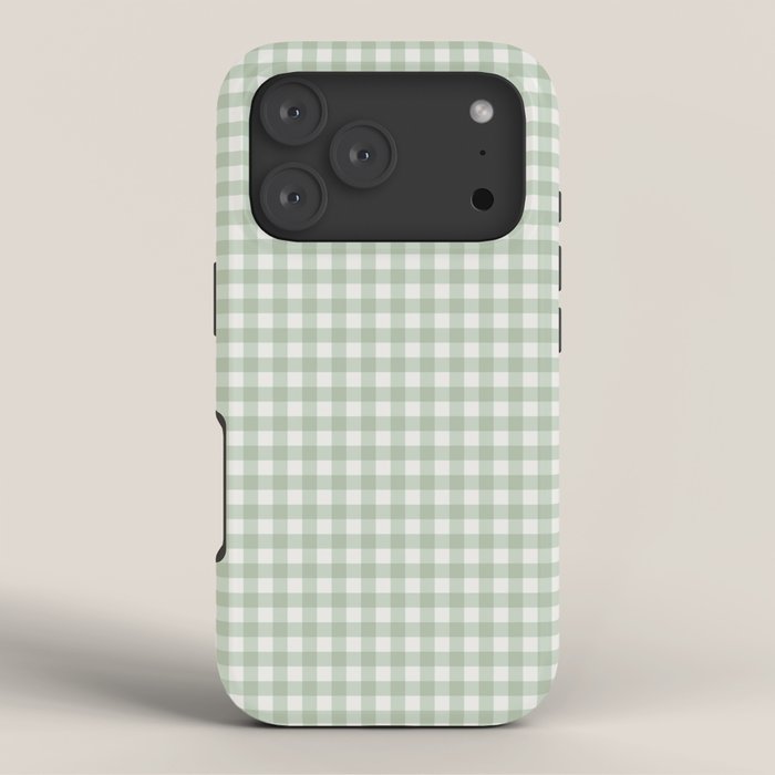 Gingham Plaid Pattern - Sage Green iPhone Case Gallery Image 3