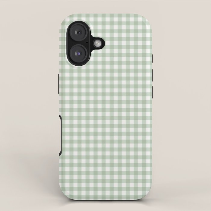 Gingham Plaid Pattern - Sage Green iPhone Case Gallery Image 1