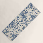 Chic Modern Vintage Ivory Navy Blue Floral Pattern Yoga Mat Gallery Image 1