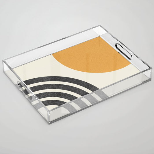 Mid century modern Sun and Rainbow Acrylic Tray Gallery Image 1
