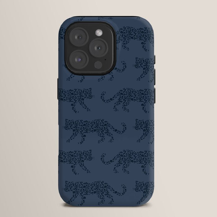 Leopard Parade - Dark Navy on Denim Blue iPhone Case Gallery Image 15