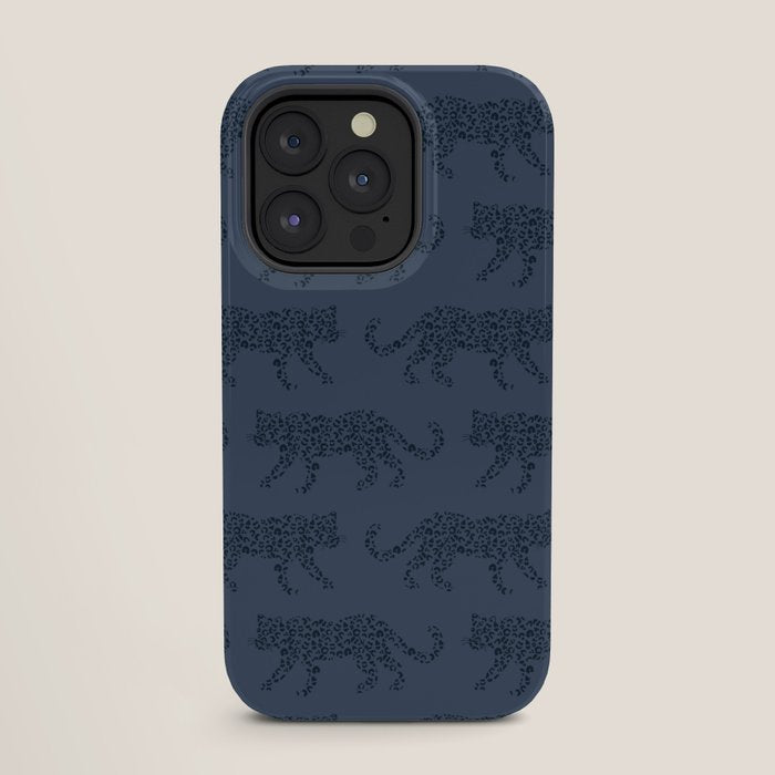 Leopard Parade - Dark Navy on Denim Blue iPhone Case Gallery Image 27