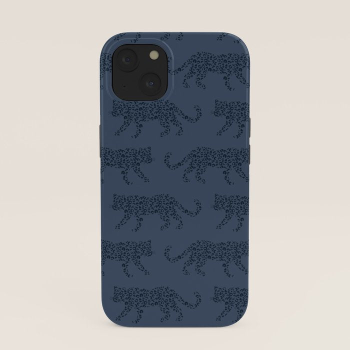 Leopard Parade - Dark Navy on Denim Blue iPhone Case Gallery Image 37