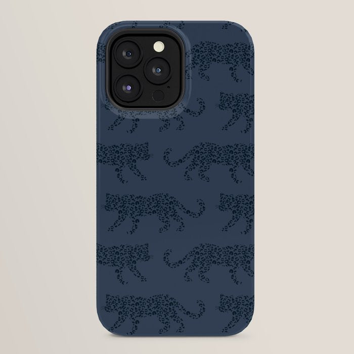 Leopard Parade - Dark Navy on Denim Blue iPhone Case Gallery Image 24