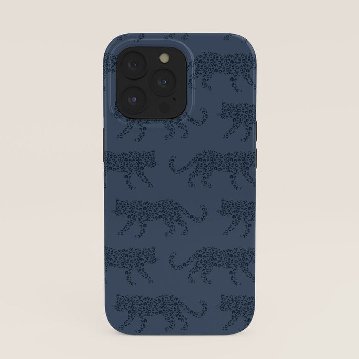 Leopard Parade - Dark Navy on Denim Blue iPhone Case Gallery Image 39
