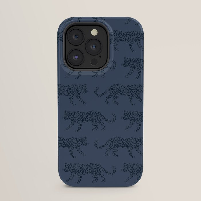 Leopard Parade - Dark Navy on Denim Blue iPhone Case Gallery Image 23