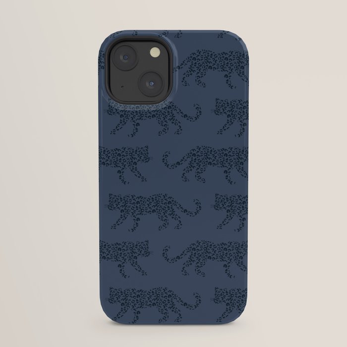 Leopard Parade - Dark Navy on Denim Blue iPhone Case Gallery Image 29