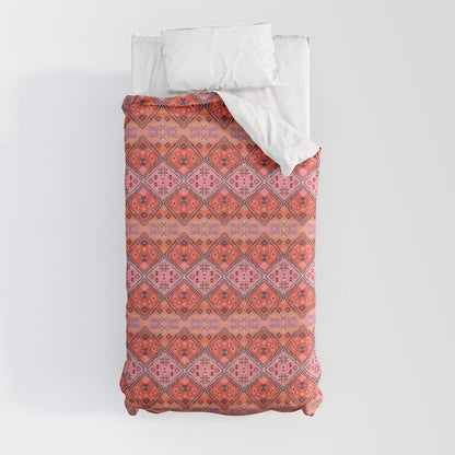 Bohemian Berber Orange Handmade Moroccan Fabric Texture Duvet Cover Gallery Image 9