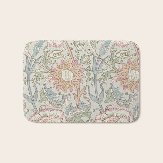 William Morris Vintage Pink and Rose Eggshell Blue Rose Pink Bath Mat Gallery Image 1