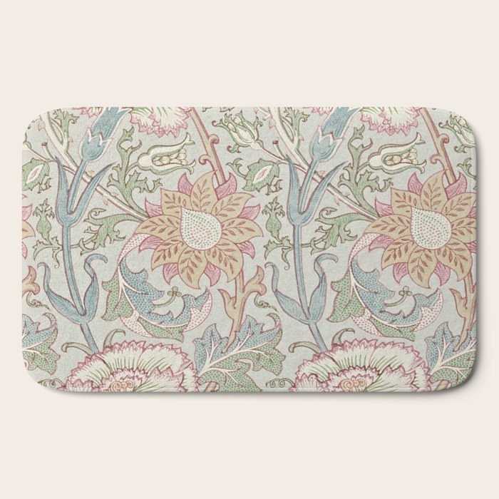 William Morris Vintage Pink and Rose Eggshell Blue Rose Pink Bath Mat Gallery Image 2