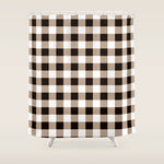 Gingham Large Tan Black White Shower Curtain Gallery Image 1