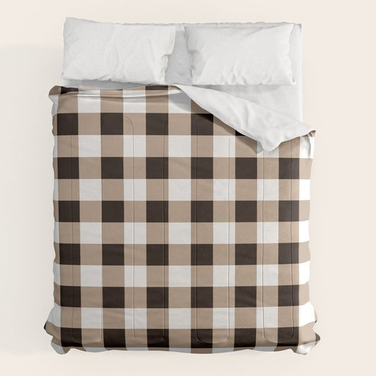 Gingham Large Tan Black White Comforter Gallery Image 2