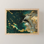 Abstract Pour Painting Liquid Marble Abstract Dark Green Painting Gold Accent Agate Stone Layers Mini Art Print Gallery Image 1