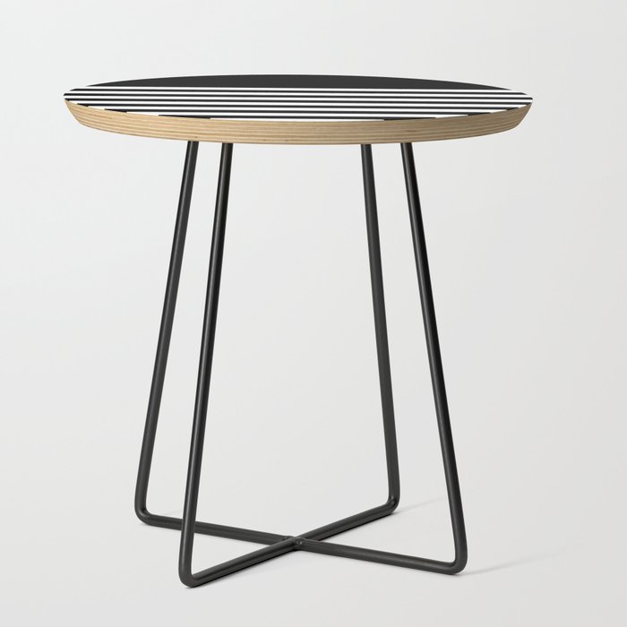 Elegant Black & White Stripes Side Table Gallery Image 2