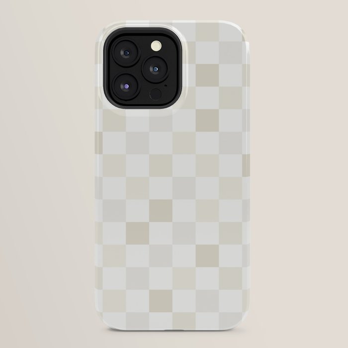 Checkerboard Check Pattern in Pale Light Neutral Beige White Tones iPhone Case Gallery Image 32