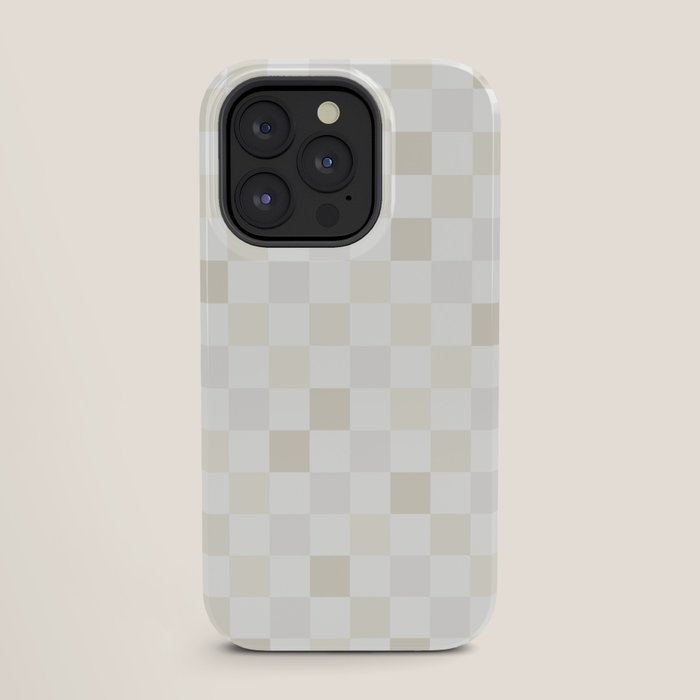 Checkerboard Check Pattern in Pale Light Neutral Beige White Tones iPhone Case Gallery Image 27