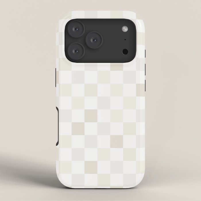 Checkerboard Check Pattern in Pale Light Neutral Beige White Tones iPhone Case Gallery Image 3