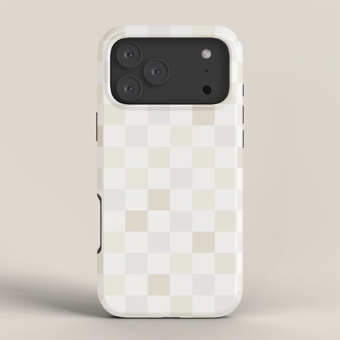 Checkerboard Check Pattern in Pale Light Neutral Beige White Tones iPhone Case Gallery Image 4