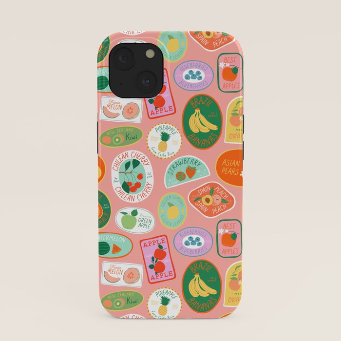 Vintage fruit sticker label cartoon pattern iPhone Case Gallery Image 37