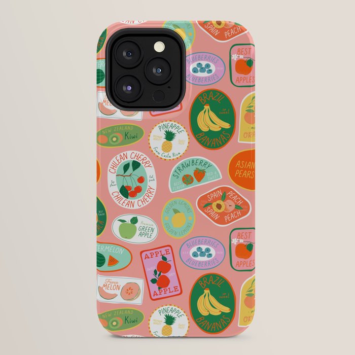 Vintage fruit sticker label cartoon pattern iPhone Case Gallery Image 24