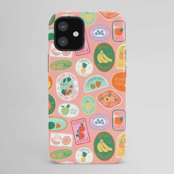 Vintage fruit sticker label cartoon pattern iPhone Case Gallery Image 42