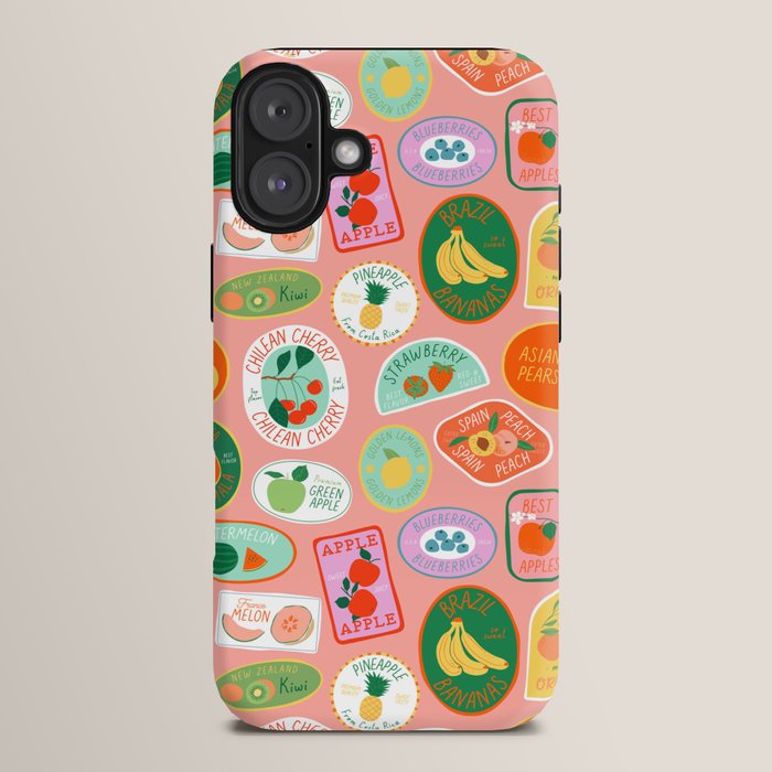 Vintage fruit sticker label cartoon pattern iPhone Case Gallery Image 14