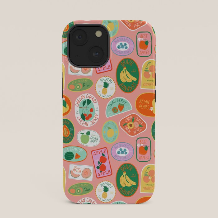 Vintage fruit sticker label cartoon pattern iPhone Case Gallery Image 33