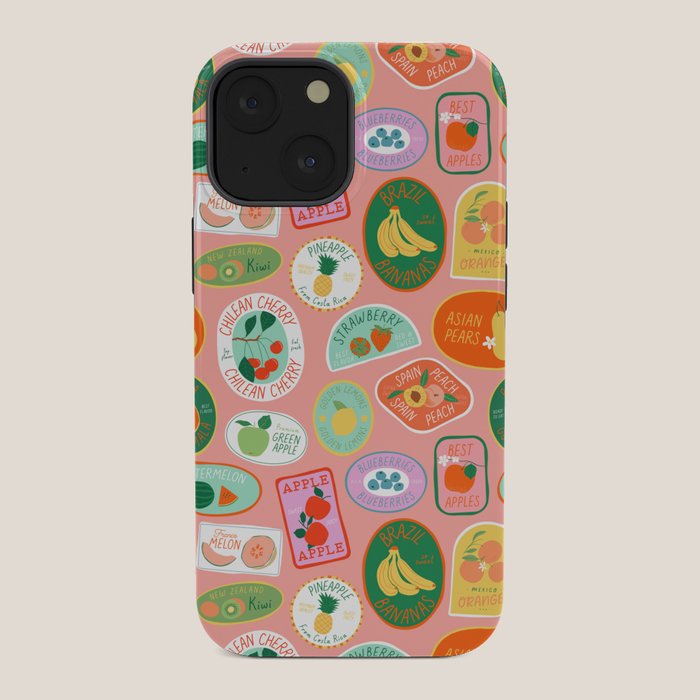 Vintage fruit sticker label cartoon pattern iPhone Case Gallery Image 34