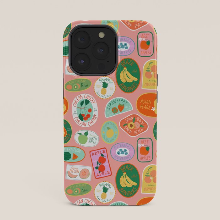 Vintage fruit sticker label cartoon pattern iPhone Case Gallery Image 35