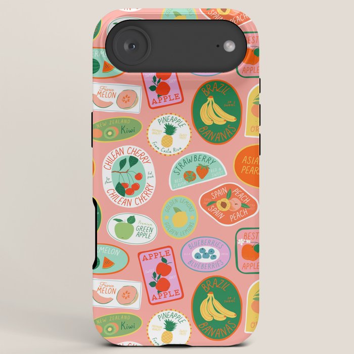 Vintage fruit sticker label cartoon pattern iPhone Case Gallery Image 6