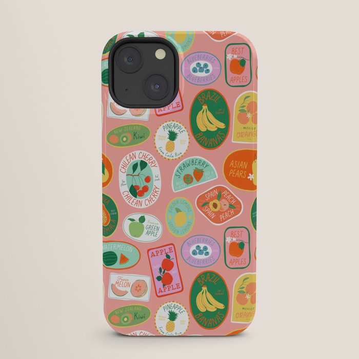 Vintage fruit sticker label cartoon pattern iPhone Case Gallery Image 25