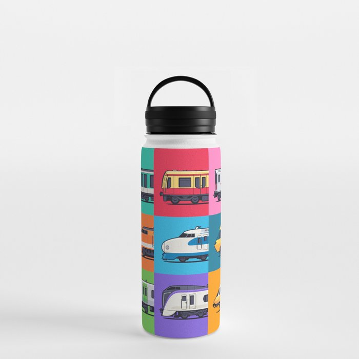 World Trains Grid Pattern Water Bottle Gallery Image 3