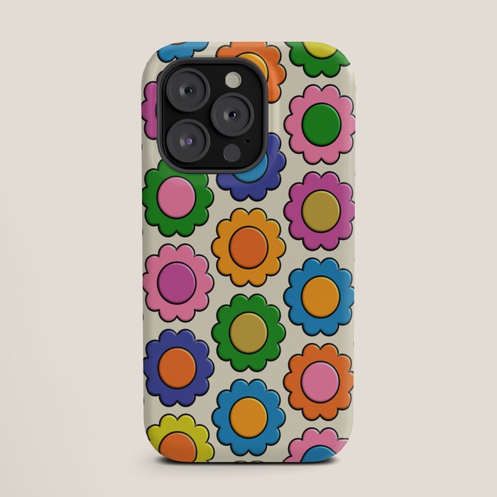 Colorful Flowers Happy Retro Plastic-Look Pattern iPhone Case Gallery Image 19
