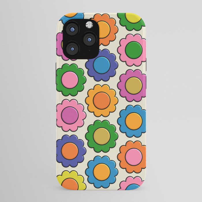 Colorful Flowers Happy Retro Plastic-Look Pattern iPhone Case Gallery Image 43