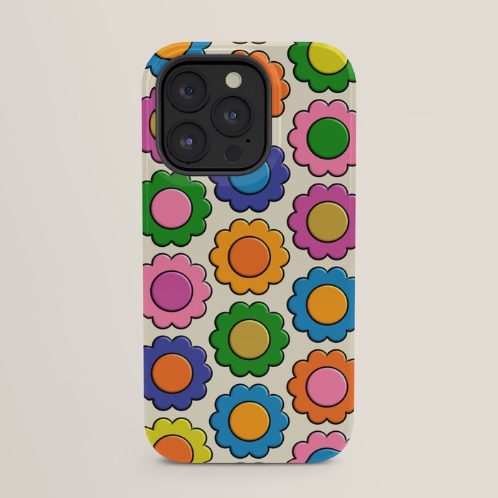 Colorful Flowers Happy Retro Plastic-Look Pattern iPhone Case Gallery Image 23