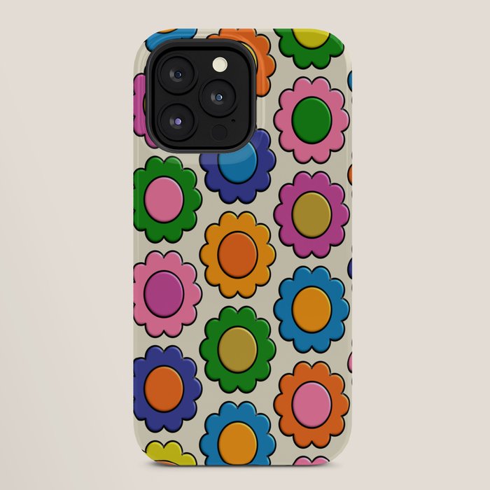 Colorful Flowers Happy Retro Plastic-Look Pattern iPhone Case Gallery Image 28