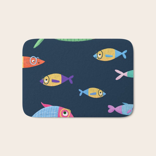 Multicolor fishes - blue Bath Mat Gallery Image 1