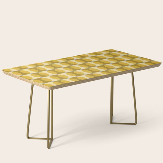 Mid Century Modern Abstract Geometric Spheramod Dot Pattern in Mustard and Gray Coffee Table Gallery Image 2