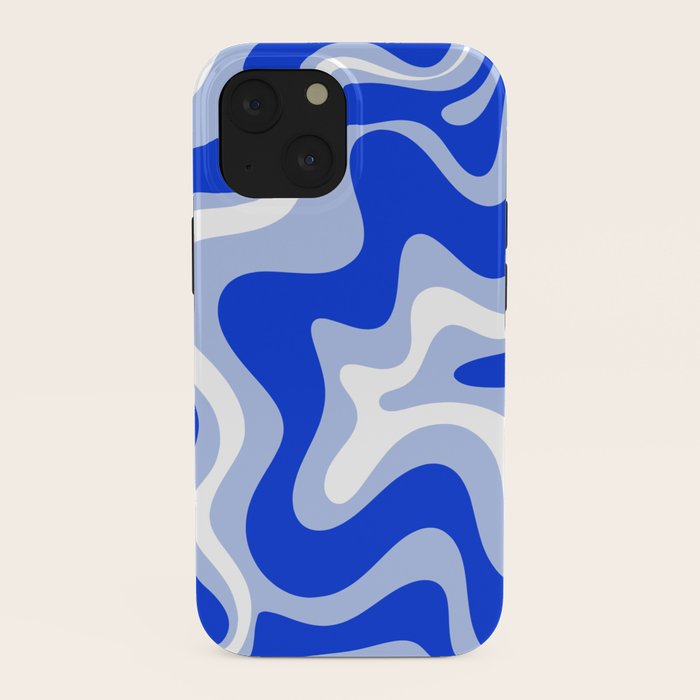 Retro Liquid Swirl Abstract Pattern Royal Blue, Light Blue, and White iPhone Case Gallery Image 38
