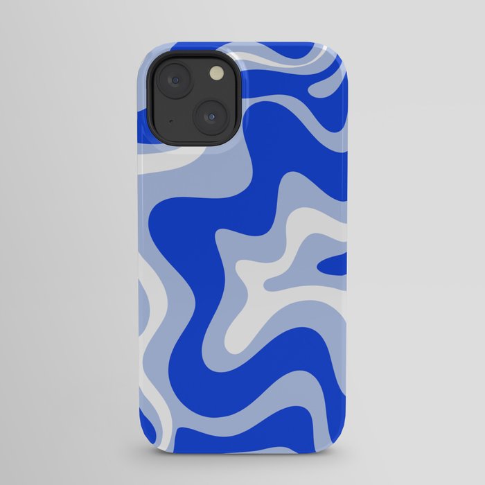 Retro Liquid Swirl Abstract Pattern Royal Blue, Light Blue, and White iPhone Case Gallery Image 29