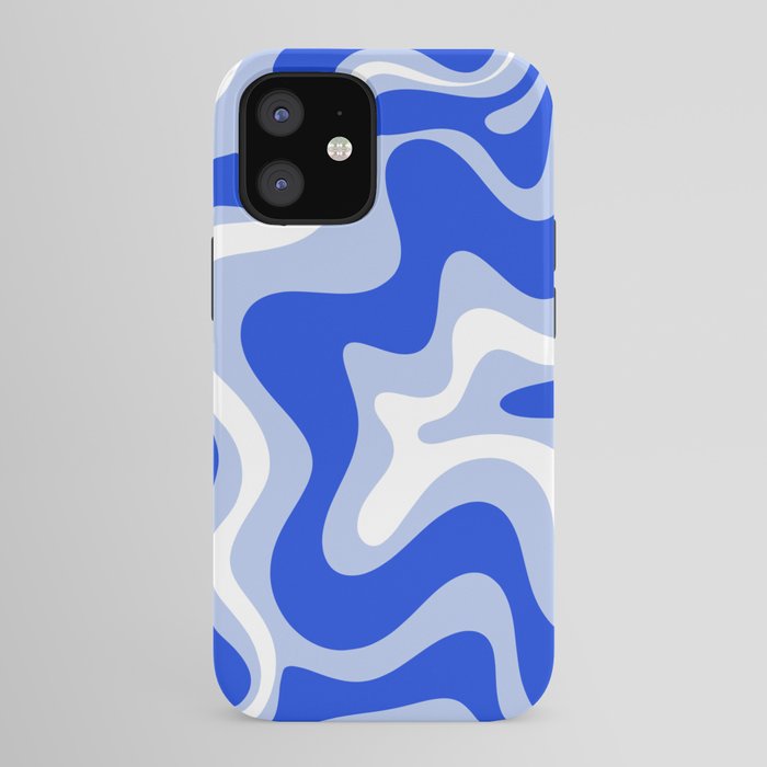 Retro Liquid Swirl Abstract Pattern Royal Blue, Light Blue, and White iPhone Case Gallery Image 41