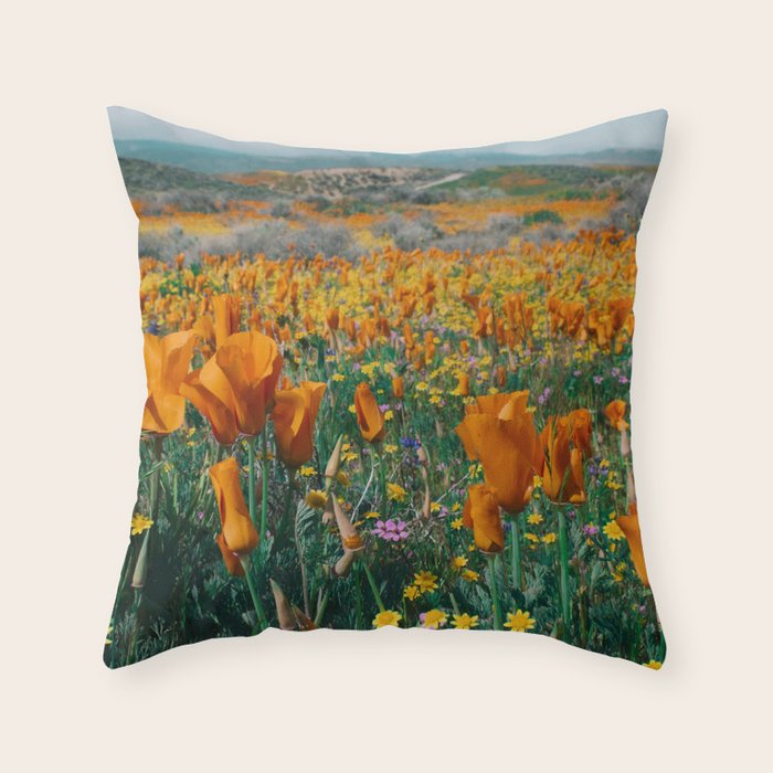 Wildflower Poppy Superbloom Throw Pillow Gallery Image 5