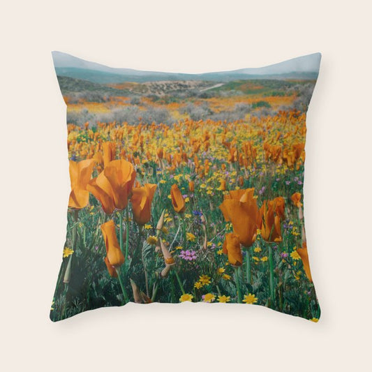 Wildflower Poppy Superbloom Throw Pillow Gallery Image 2