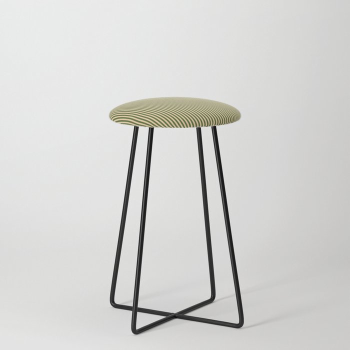 Tan & Dark Olive Green Colored Striped Pattern Stool Gallery Image 3